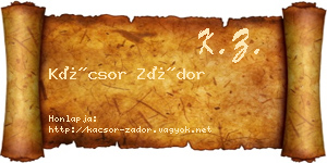 Kácsor Zádor névjegykártya